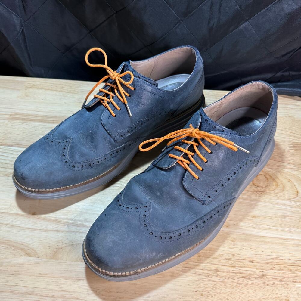 Cole Haan Original Grand Wingtip Oxford Suede Shoes Blue C26473 Men’s Size 11 M